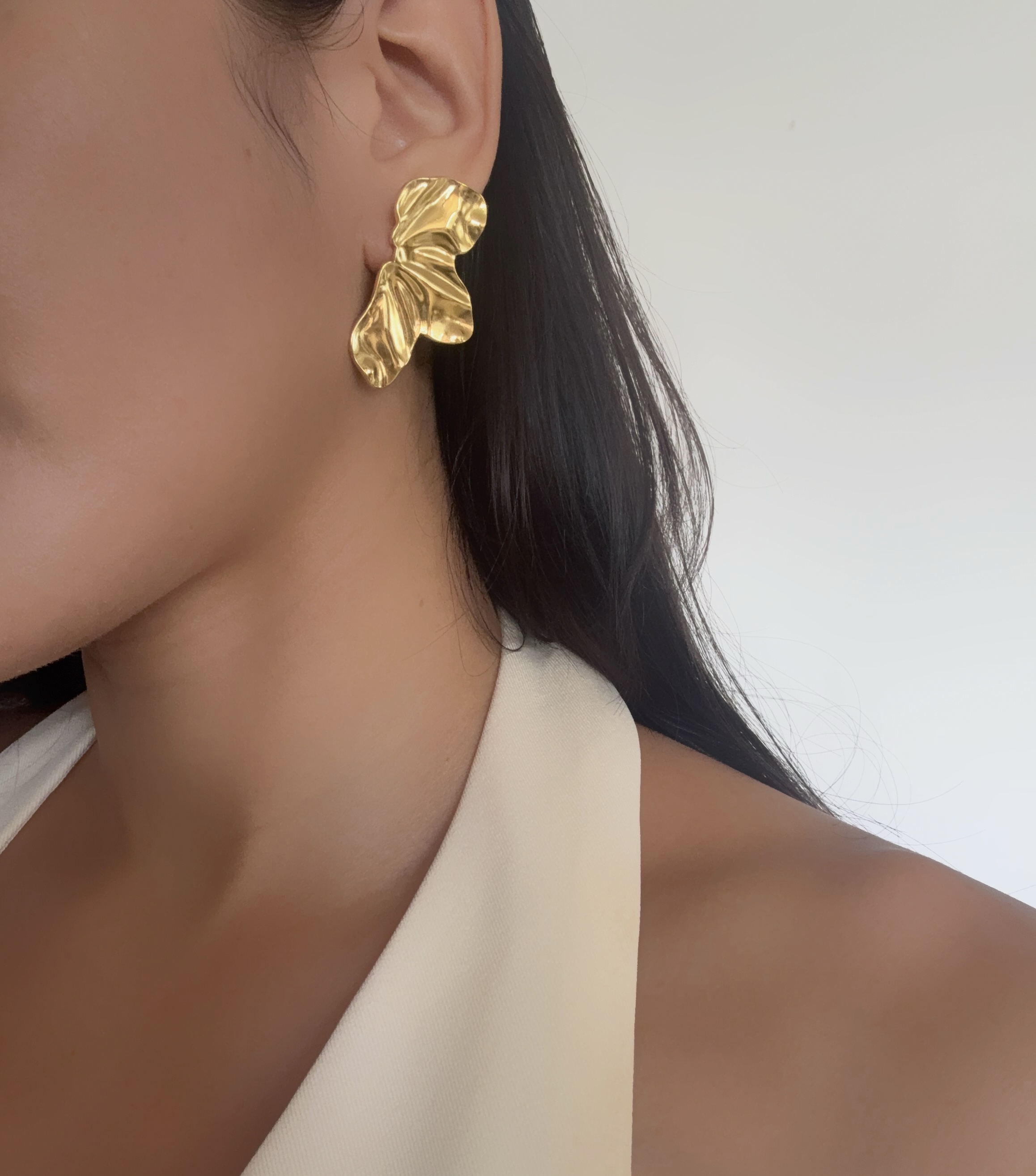 Aretes Flor Media - Acero Inoxidable