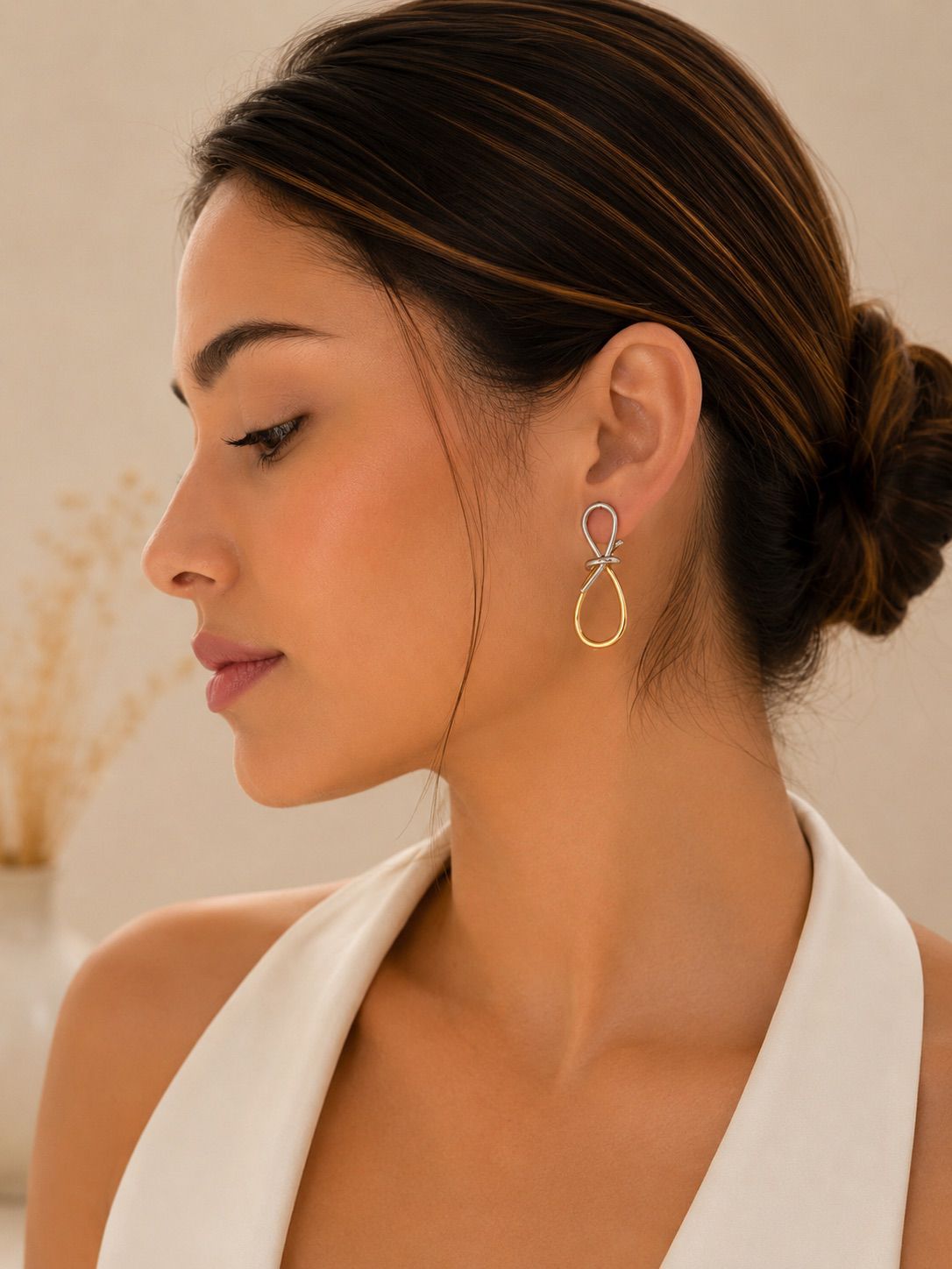 Aretes Nudo Camille - Acero Inoxidable