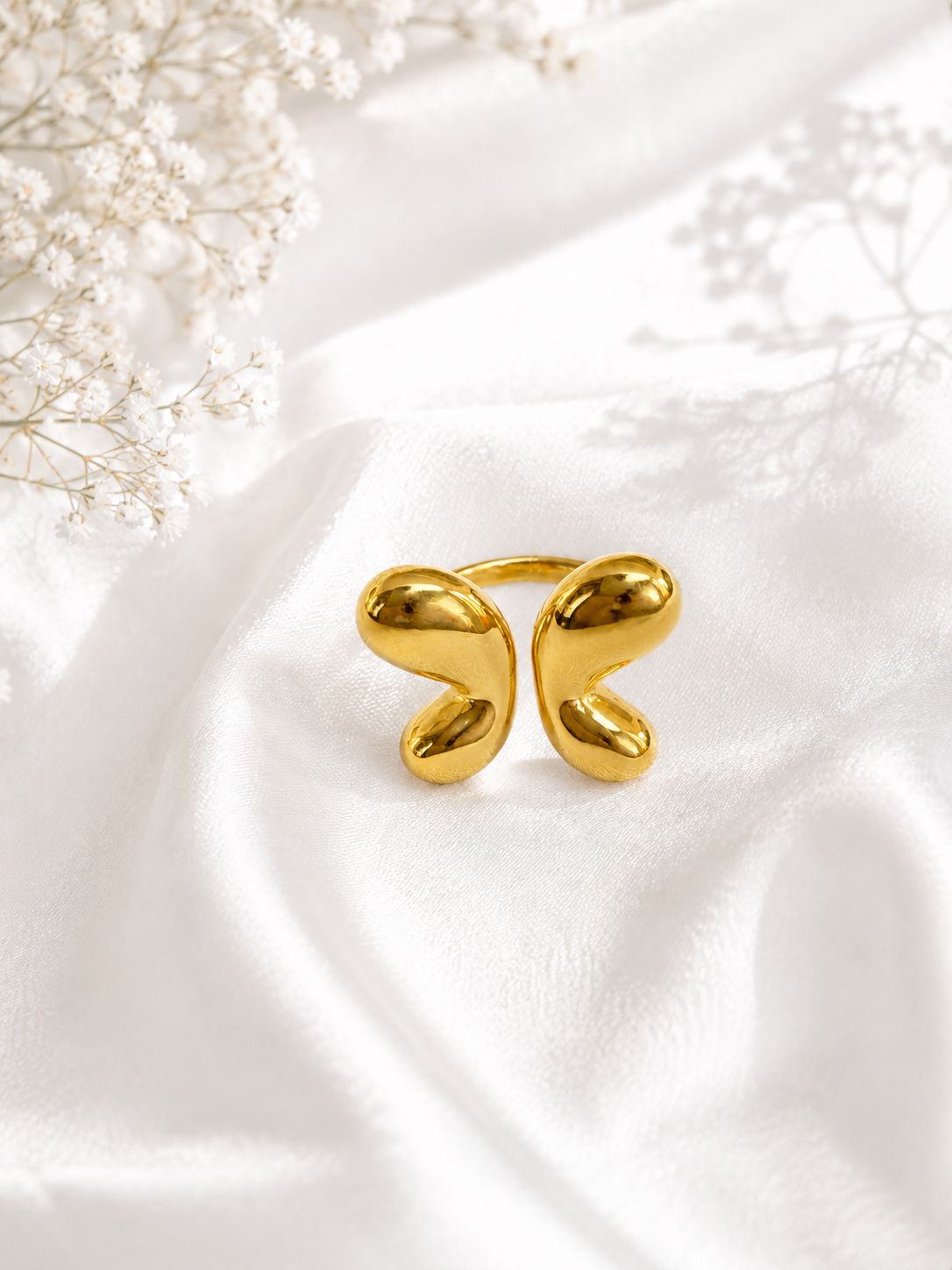 Anillo Mariposa Dorada - Acero Inoxidable