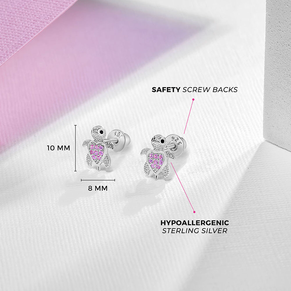 Arete Tortuga Brillante - Plata 925