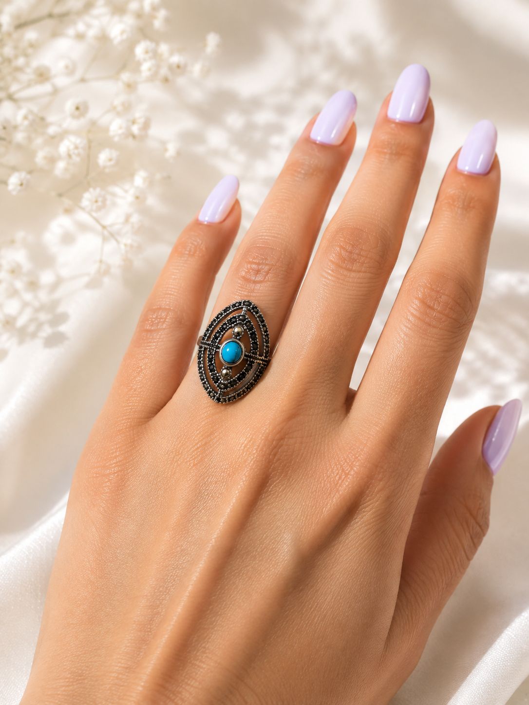 Anillo Marquesita Celeste - Acero Inoxidable