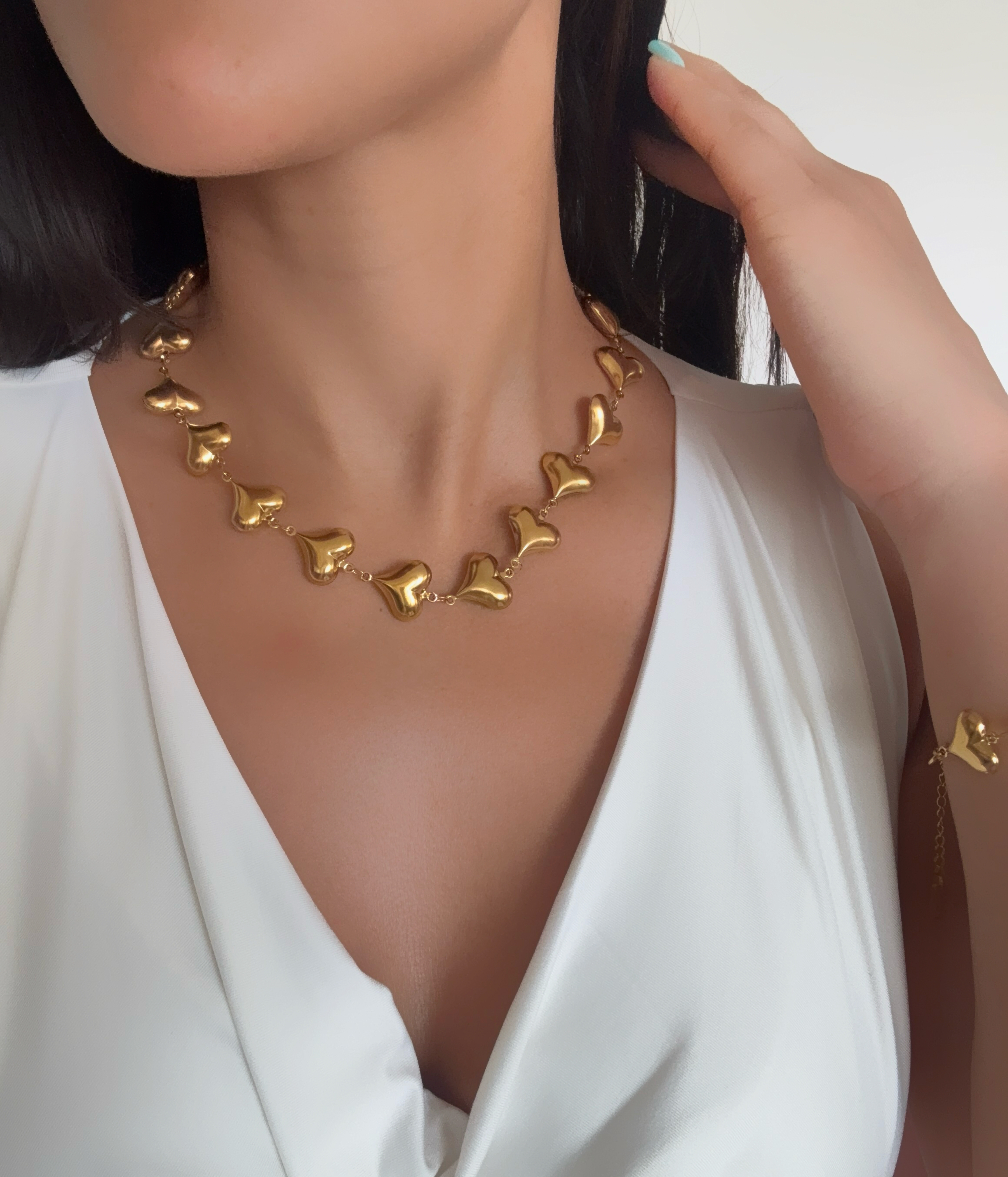 Dúo Corazón Dorado - Acero Inoxidable