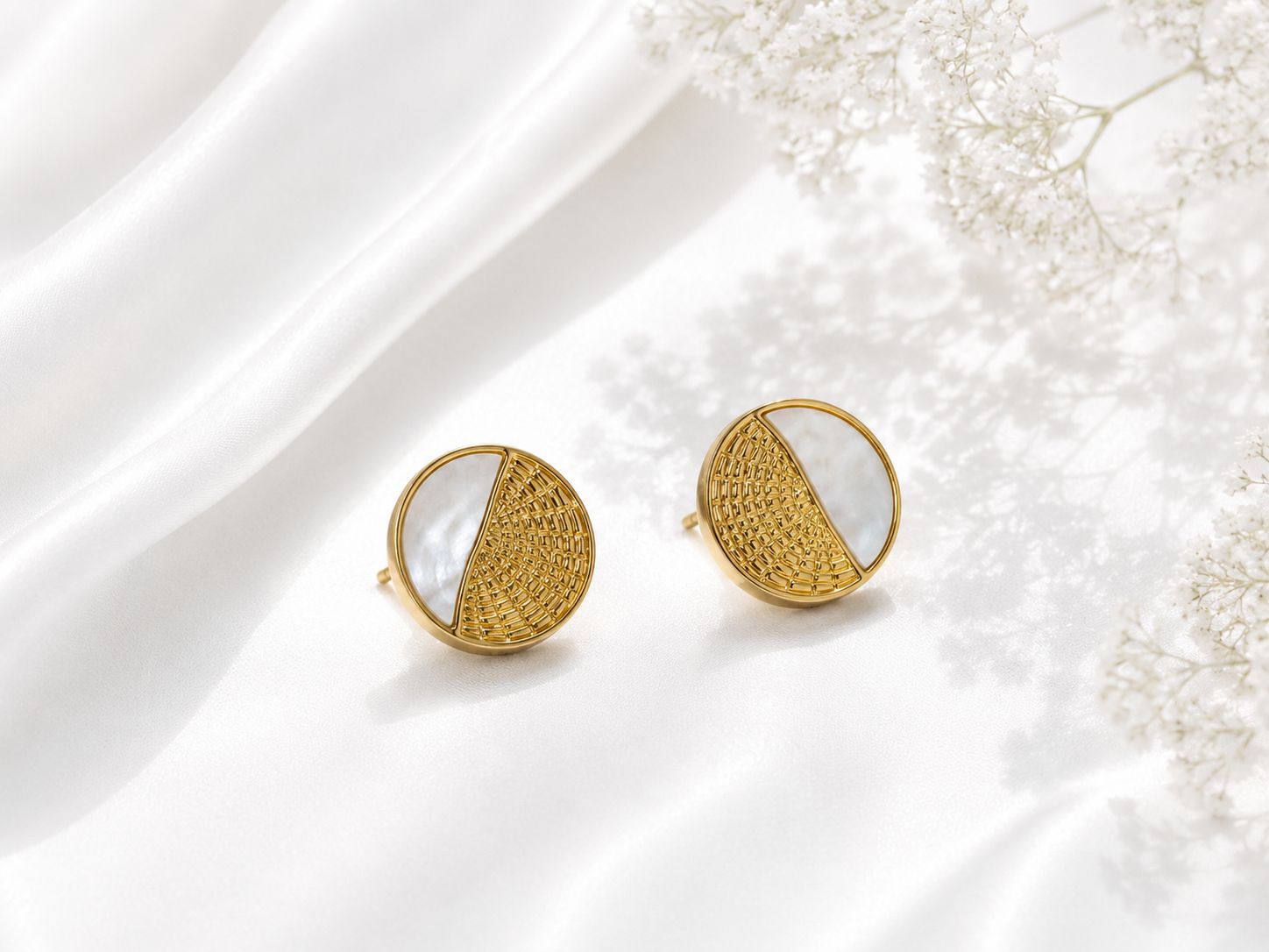 Aretes Nacar Corazon - Acero Inoxidable