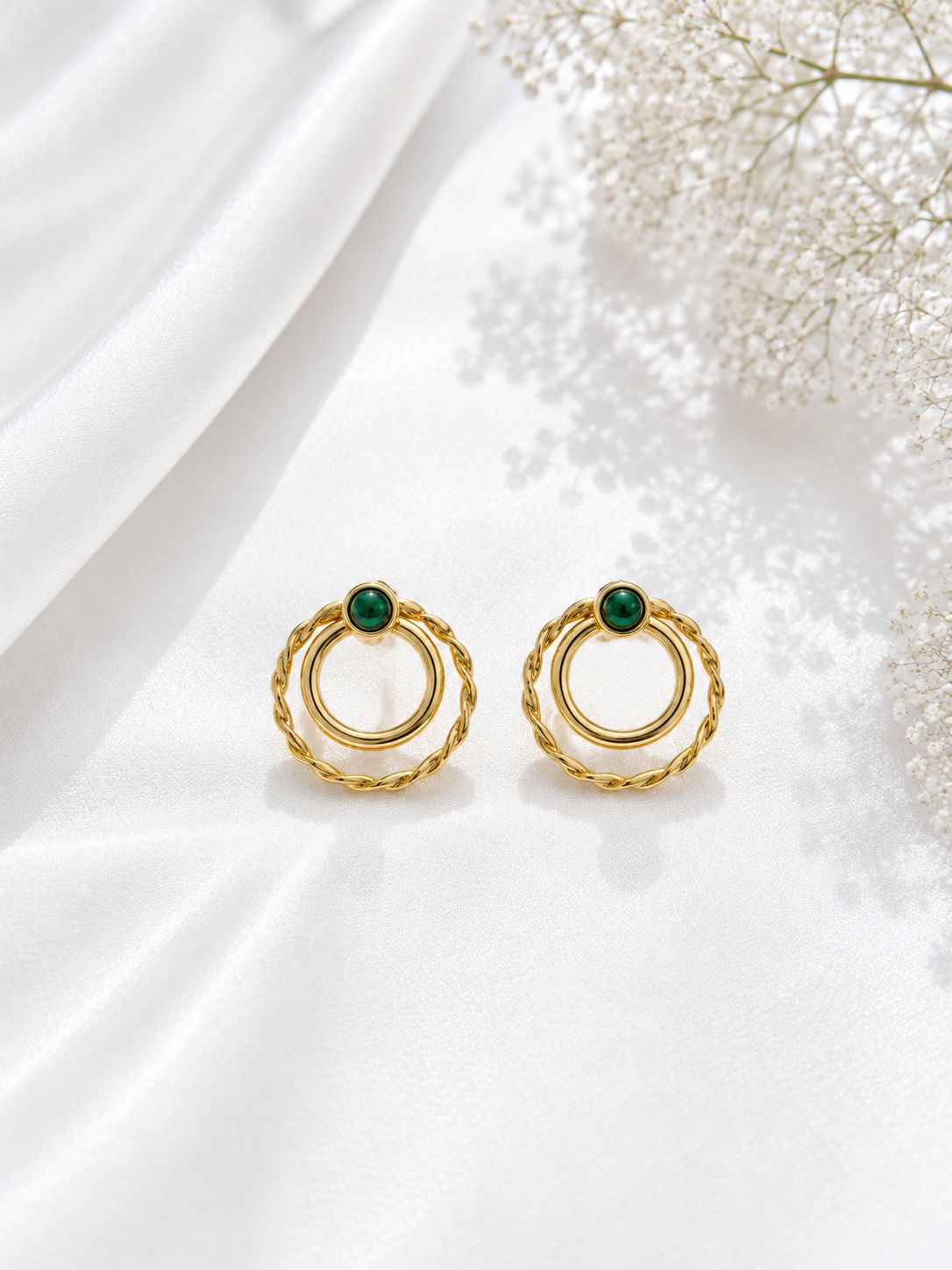 Aretes Piedra Natural Serena - Acero Inoxidable
